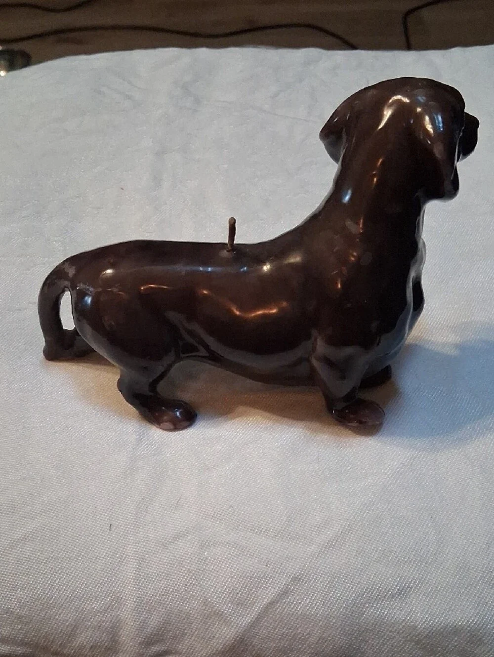 Vintage Brown Dachshund Candle Figurine
